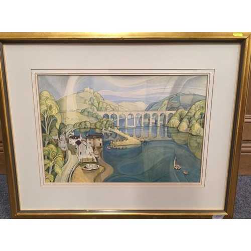 612 - Richard Slater RI (1927 - 2023) 'Anthony Passage' watercolour. 75cm x 60cm inclusive of frame.