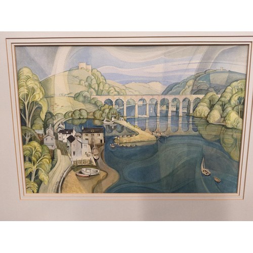 612 - Richard Slater RI (1927 - 2023) 'Anthony Passage' watercolour. 75cm x 60cm inclusive of frame.