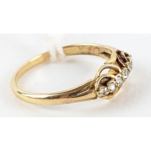 160 - Victorian diamond seven stone ring set on yellow metal testing positive for 18ct gold, size L1/2, gr... 