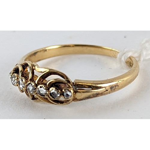 160 - Victorian diamond seven stone ring set on yellow metal testing positive for 18ct gold, size L1/2, gr... 