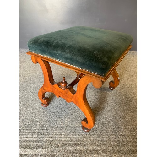 518A - Green seated piano stool W47cm x D50cm x H52cm