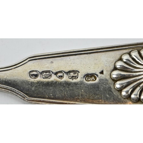 432A - Four Victorian silver serving spoons, Chawner & Co, London 1865, gross weight 412 grams