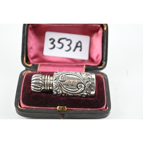 353A - Silver mounted miniature perfume bottle, Arthur Willmore Pennington, Birmingham date mark rubbe... 