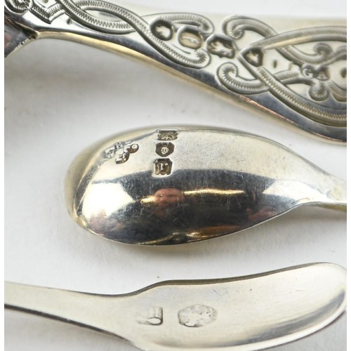 393A - Victorian silver caddy spoon with shell-shaped bowl, Chawner & Co, London 1861, together with a ... 