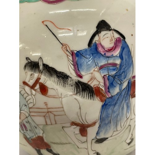 564 - Late C19th/early C20th Chinese famille rose ginger jar depicting a figure on horseback with others. ... 