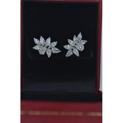 156 - Pair of 18ct white gold earrings set with marquise and pear cut white stones, gross weight 4.85 gram... 