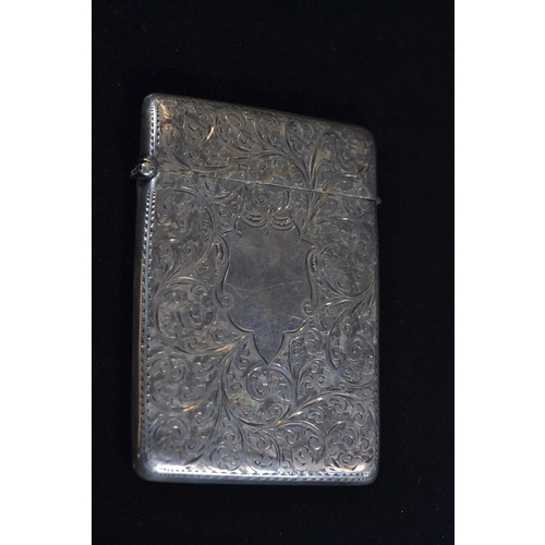 368 - Edwardian silver card case, Henry Williamson Ltd, Birmingham 1901, with vacant shield cartouche and ... 