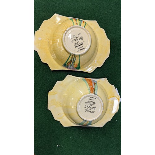 544 - Two Clarice Cliff grapefruit bowls, 'Bizarre' Patina Coastal pattern, Provisional Patent No.23385, c... 