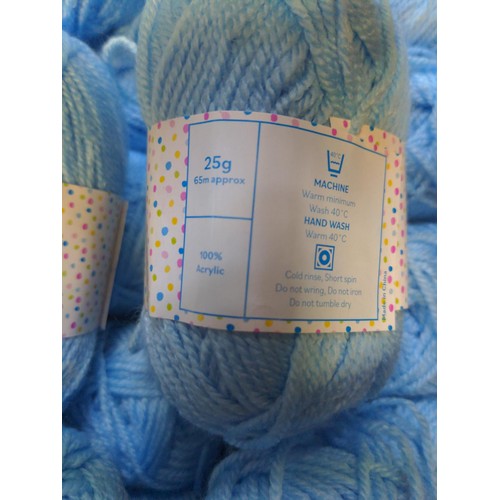 294 - 150 x 25gm balls of baby blue acrylic yarn