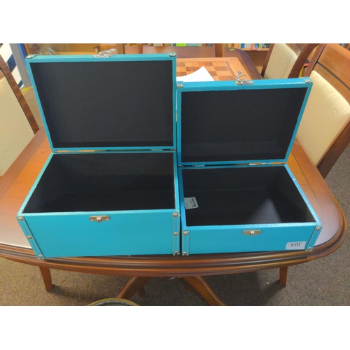 312 - Two modern colourful Jewellery boxes with leather effect covering . W29 D20 H16 cm of largest