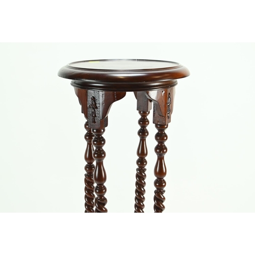 441 - Victorian Mahogany barley twist plant stand. H 100cm Top dia 30 cm