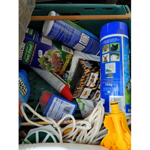 127 - selection of garden items Inc  2 x sections of small green fencing, plant food Etc.. 