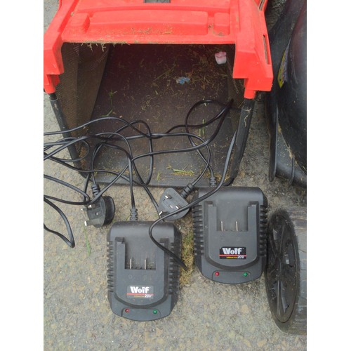 130 - Fox wolf 40volt Battery operated lawn mower with collection box,battery & charger 