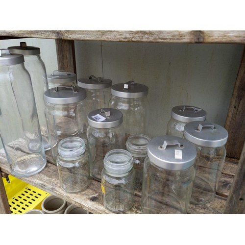 140 -  13 x storage jars of different sizes 