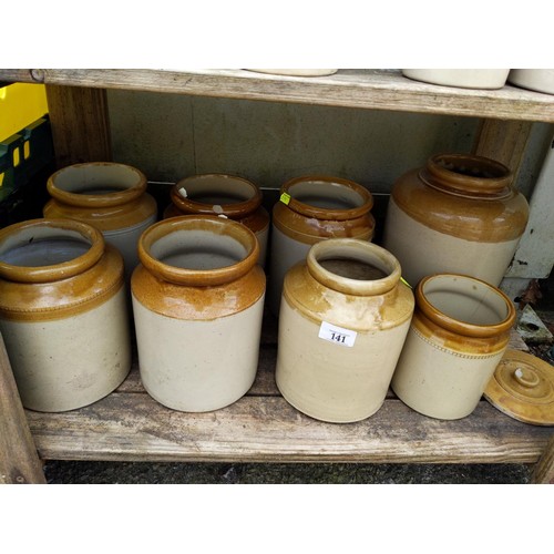 141 - quantity of stoneware jars and bottles in different sizes 