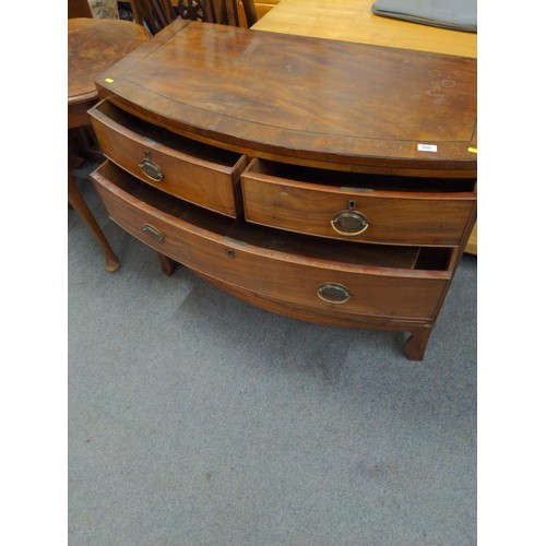 510 - Edwardian bow fronted 2 over 2 commode chest. W105cm D55cm H82cm