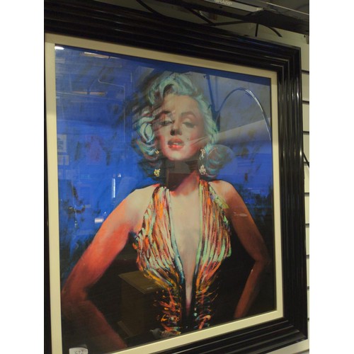 Framed Marilyn Monroe art print. 79cm x 89cm inclusive of frame.