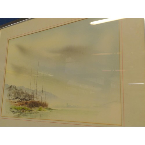 546 - Neil Tonge watercolour of a lake scene.