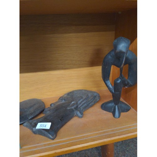 554 - Collection of African hardwood carvings.