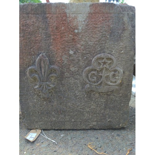 5 - Stone square with girl guides and other relief  W34cm x D23cm x H38cm 