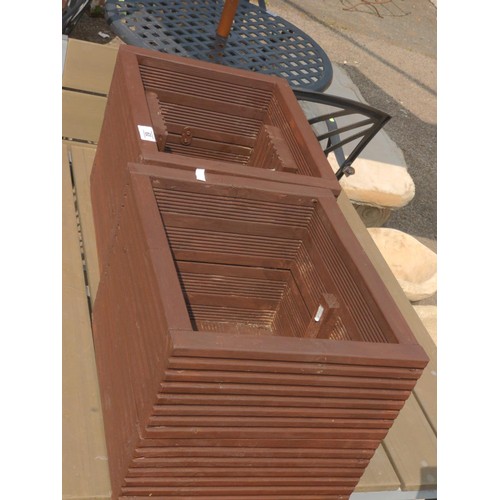 61 - 2 X wooden square planters 36cm x 30cm x H28cm