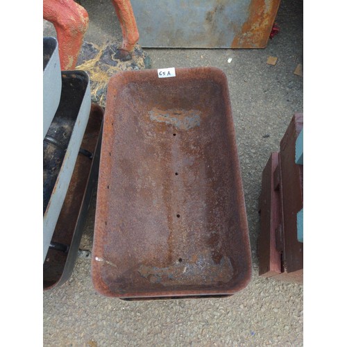 65A - 2 x metal trough planters with feet ( made from the buckets of a mining sorting machine)