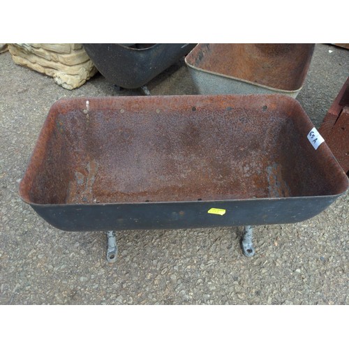 65A - 2 x metal trough planters with feet ( made from the buckets of a mining sorting machine)