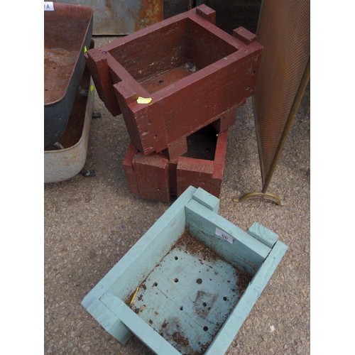 66 - 3 x small wooden planters 29cm x 22cm x 18cm