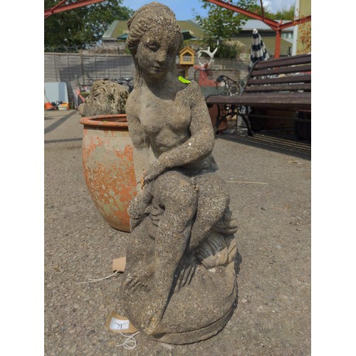 71 - Concrete female statue sitting H60cm 