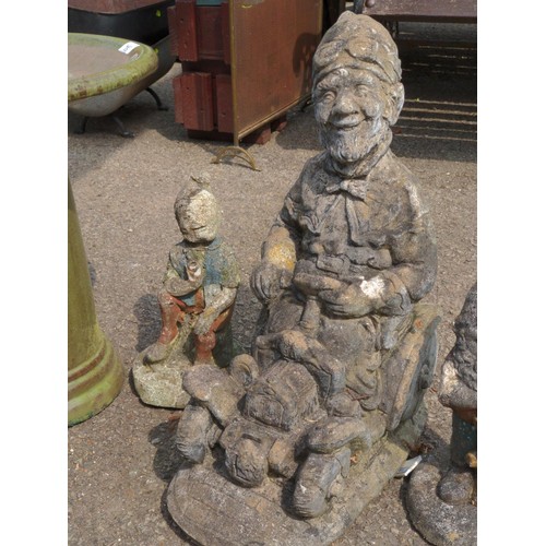 74 - 4 x concrete garden gnomes largest H51cm  