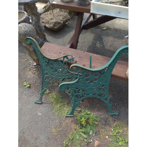 95 - Pair of green cast iron bench ends H72cm 