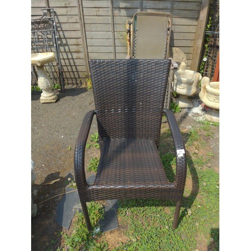 99 - set of six Rattan stacking garden chairs 