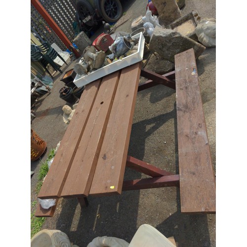 9 - Wooden garden picnic bench W148cm x D161cm x H73cm