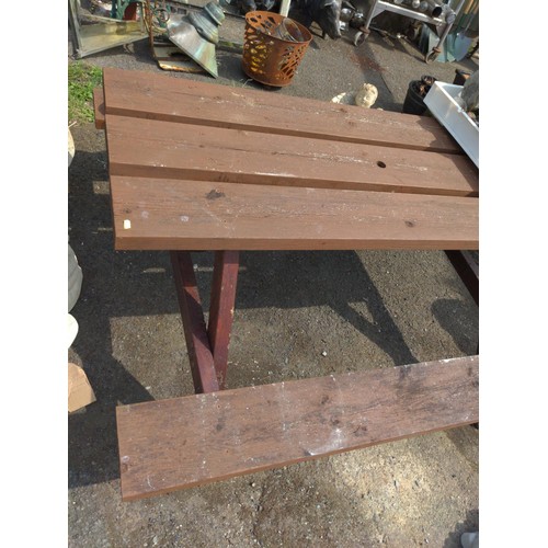 9 - Wooden garden picnic bench W148cm x D161cm x H73cm