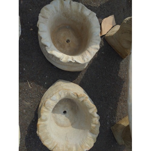 15 - Pair of concrete large sack planters D41cm x H24cm