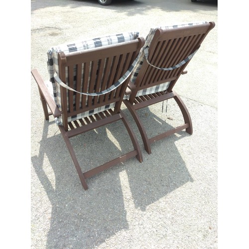 169A - 2 x teak steamer chairs with cushions