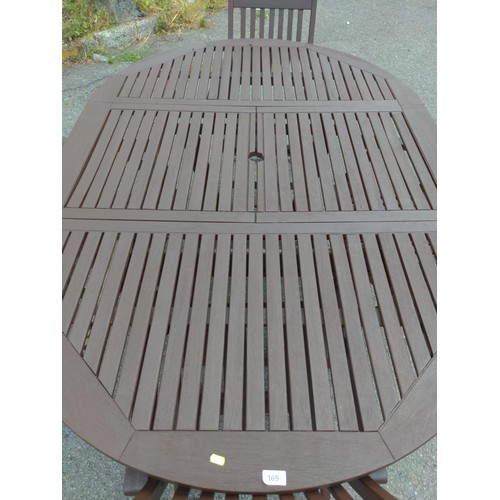 169 - Teak garden table with 4 chairs 