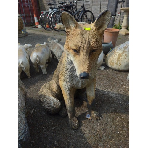 16 - Plastic/fibre glass fox and badger garden ornaments, Badger L90cm x H47cm. 