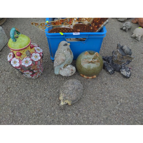 183 - selection of garden ornaments Inc. Glazed & concrete 