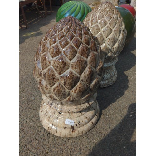 1 -  2 x Glazed acorn finials H148cm Base Dia 33cm 