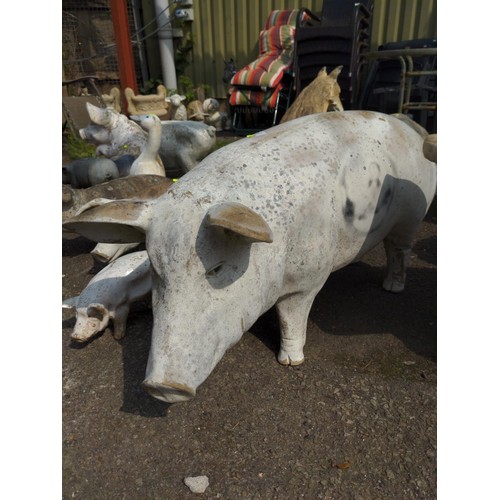 20 - Family of 5 x plastic/fibreglass pigs, Largest L95cm x H47cm