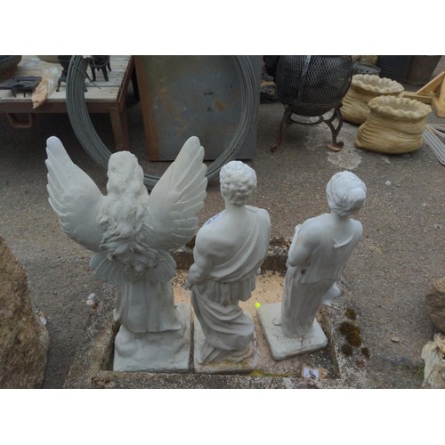 25A - 3 x resin statues man a women + angel H54cm