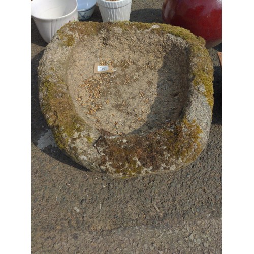 27 - Granite curved trough 49cm x 53xm X H15cm