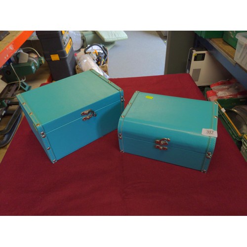 312 - Two modern colourful Jewellery boxes with leather effect covering . W29 D20 H16 cm of largest