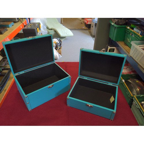 312 - Two modern colourful Jewellery boxes with leather effect covering . W29 D20 H16 cm of largest