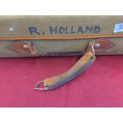 319 - Vintage canvas suitcase possibly military