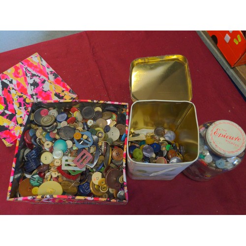 320 - 3 containers full of vintage buttons 