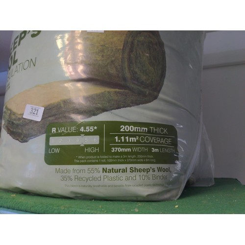 321 - 1 x roll of sheep wool loft insulation (new)