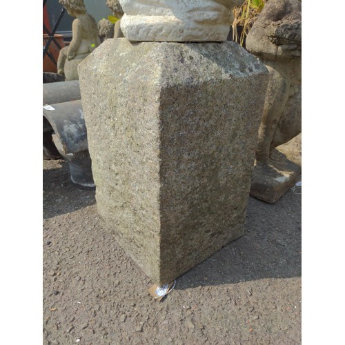 32 - Granite post with attached concrete fairy H107cm x 28cm x 28cm. 