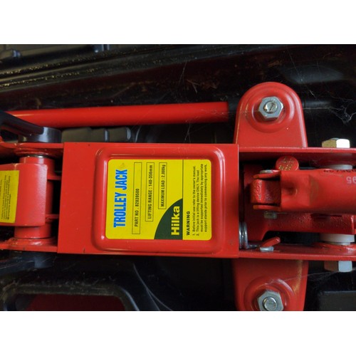 353 - Hilka 2 tonne Trolley jack in case + wheel brace.